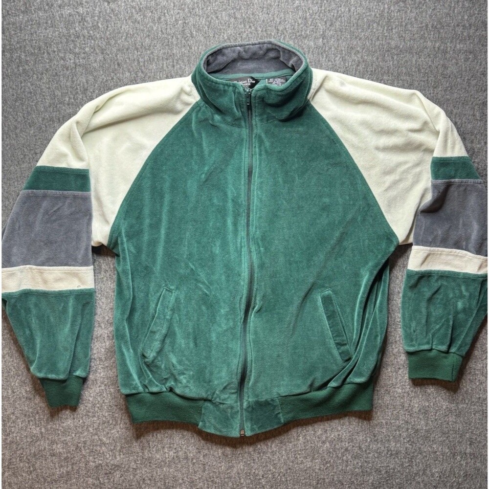 Vintage Christian Dior Monsieur Velour Track Jacket Mens Large Green 80s 90s
